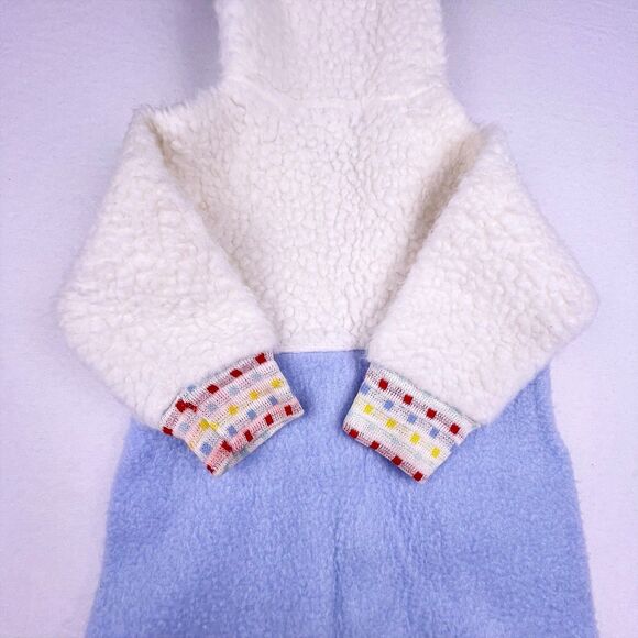 VTG Carter’s Retro White/Blue Fleece Hooded Bunting Footed Sz Small to 15 lbs - Picture 8 of 16